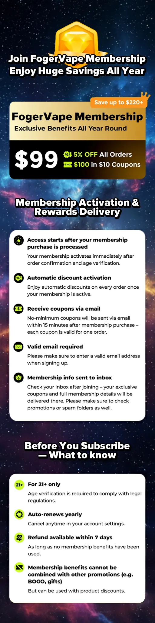 Foger vapes FogerVape Membership rule