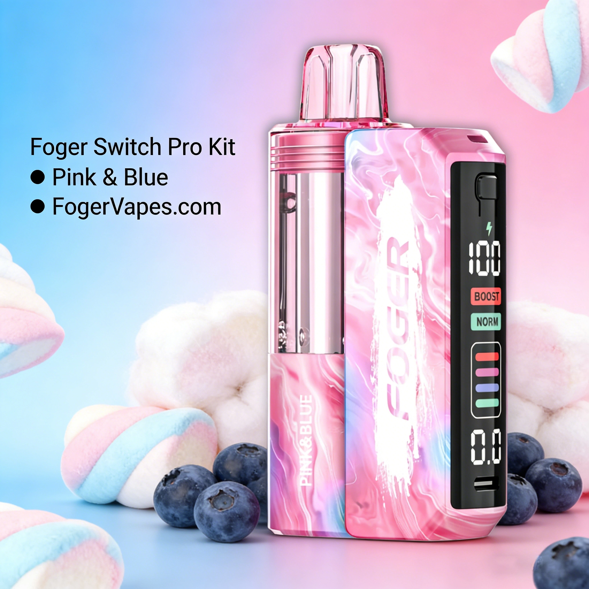 Foger Pink & Blue Flavor Review: Fogger Cotton Candy Meets Blue Raspberry