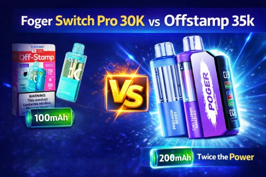 Foger vapes Foger Switch Pro 30K and Off Stamp X-Cube 25K design and build comparison