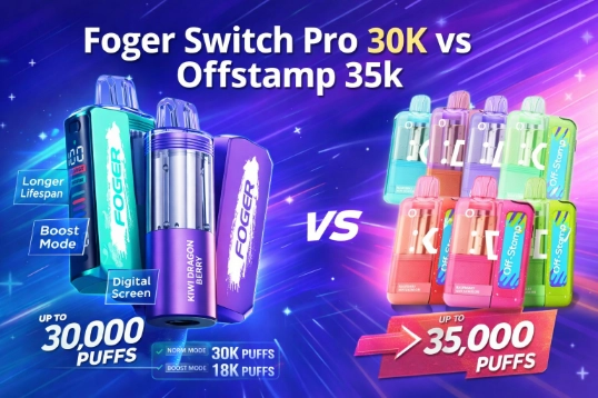 Foger vapes Foger Switch Pro 30K vs Off Stamp X-Cube 25K side-by-side comparison