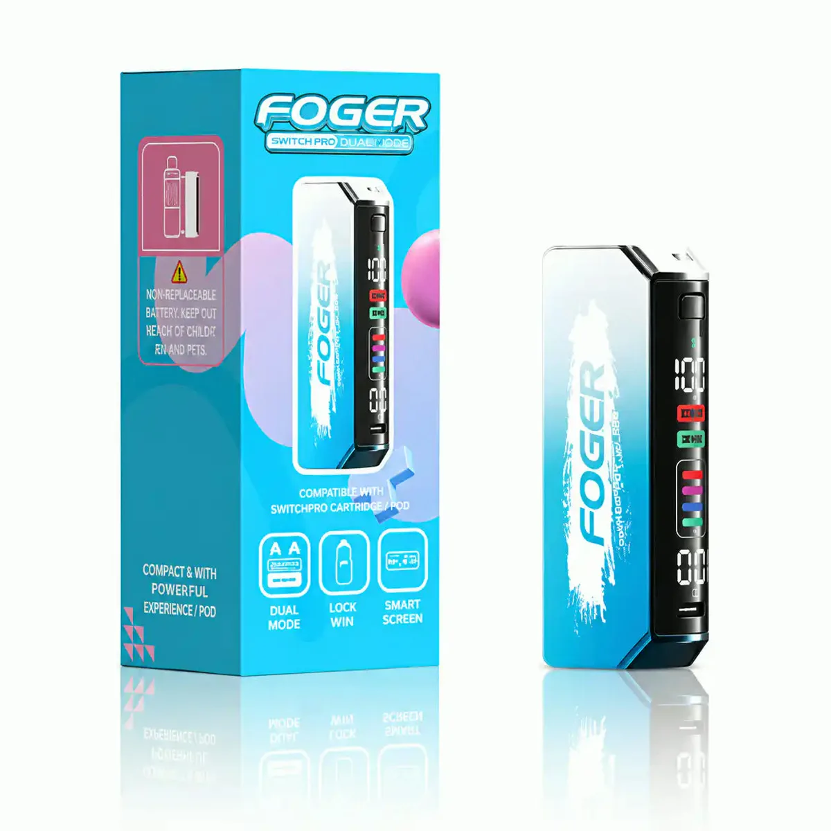 Blue Foger Switch Pro 30K replacement battery — 1200mAh USB-C charging dock