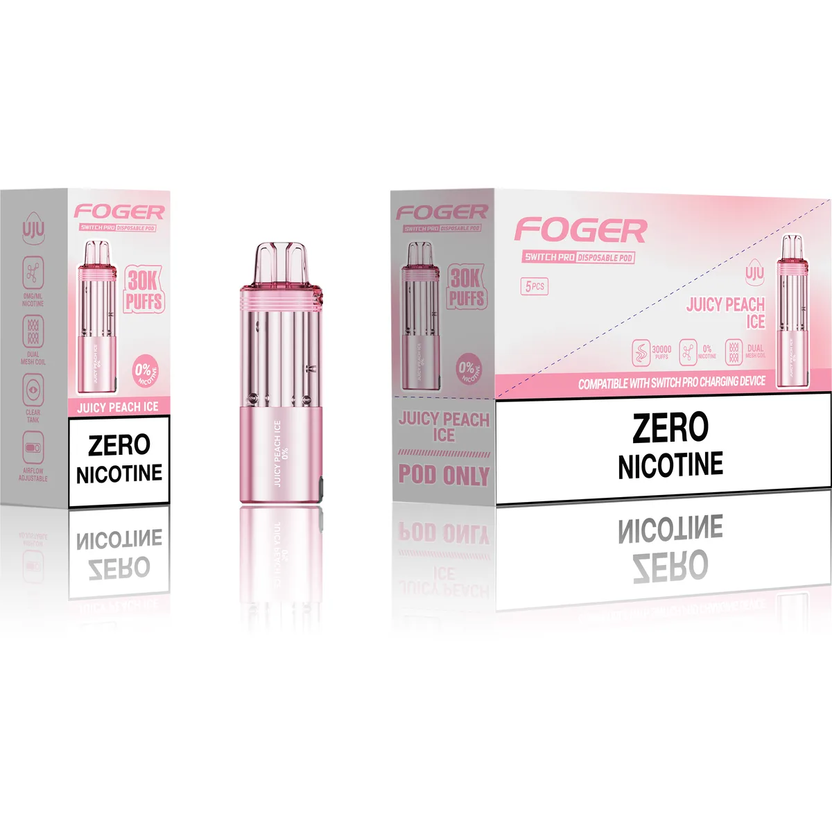 Foger Juicy Peach Ice 0% nicotine pod